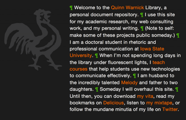 Quinn Warnick's Personal Site, 2008
