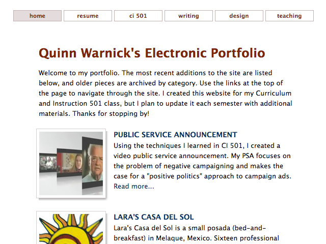 Quinn Warnick's Personal Site, 2007