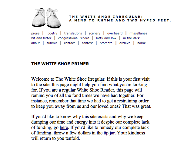 The White Shoe Irregular, version 1